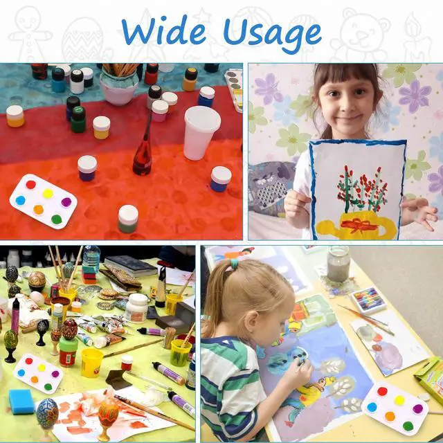 Alt view image 7 of 7 - 20 PCS White Paint Tray Palettes, Plastic Watercolor Paint Pallets with 6 Wells for Painting Party, DIY Craft and Art Painting