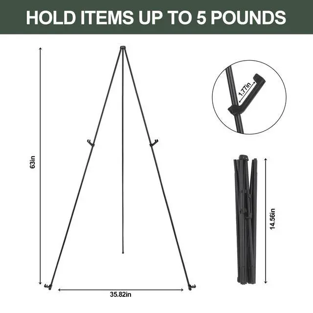 Alt view image 5 of 6 - Easel Stand for Wedding Sign Poster 63'' Instant Display Easel for Floor Adjustable Metal Art Easel Black