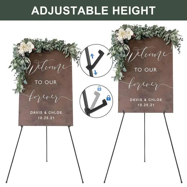 Alt view image 4 of 6 - Easel Stand for Wedding Sign Poster 63'' Instant Display Easel for Floor Adjustable Metal Art Easel Black