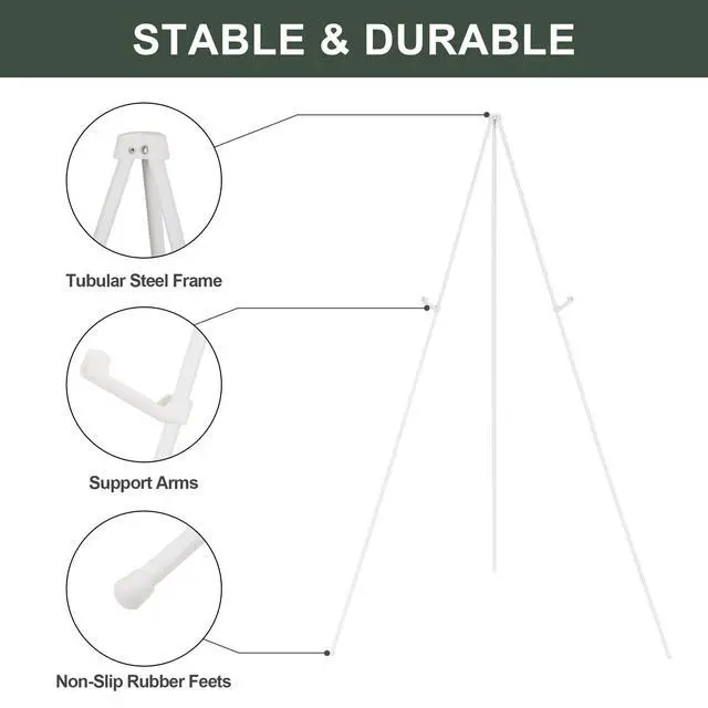 Alt view image 3 of 7 - Easel Stand for Wedding Sign Poster 63'' Instant Display Floor Adjustable Metal Art Easel White