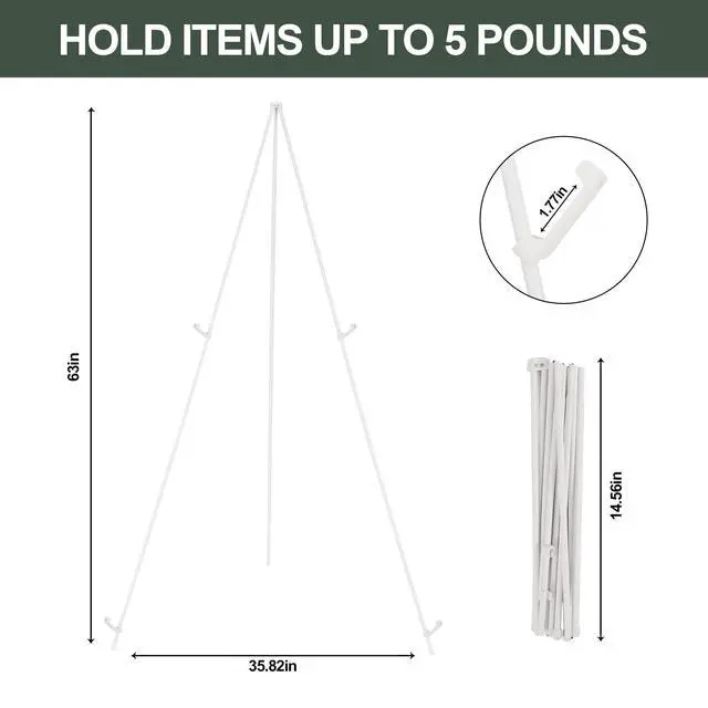Alt view image 5 of 7 - Easel Stand for Wedding Sign Poster 63'' Instant Display Floor Adjustable Metal Art Easel White