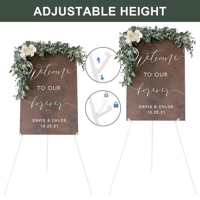 Alt view image 4 of 7 - Easel Stand for Wedding Sign Poster 63'' Instant Display Floor Adjustable Metal Art Easel White