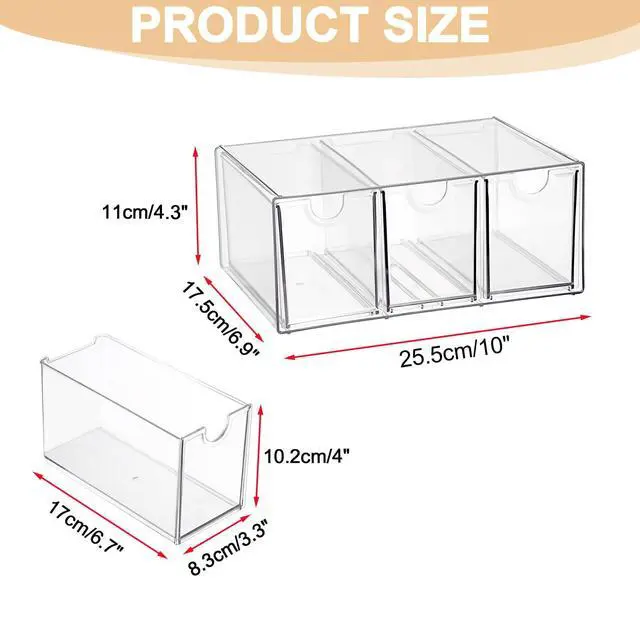 Alt view image 3 of 7 - Makeup Drawer Organizer with 3 Drawers Plastic Drawer Organizer Box for Cosmetics Hair Accessories Clear Stackable Storage Drawers for Bathroom Vanity