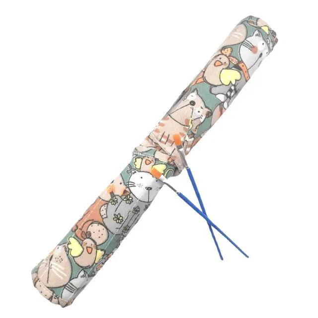 Alt view image 5 of 6 - Paint Brush Holder Art Supplies, Artist Paint Brush & Storage Organizer Roll-Up Case Bag, Protect Acrylic Oil Watercolor Paintbrushes (Kitten 22 Slot Pockets)