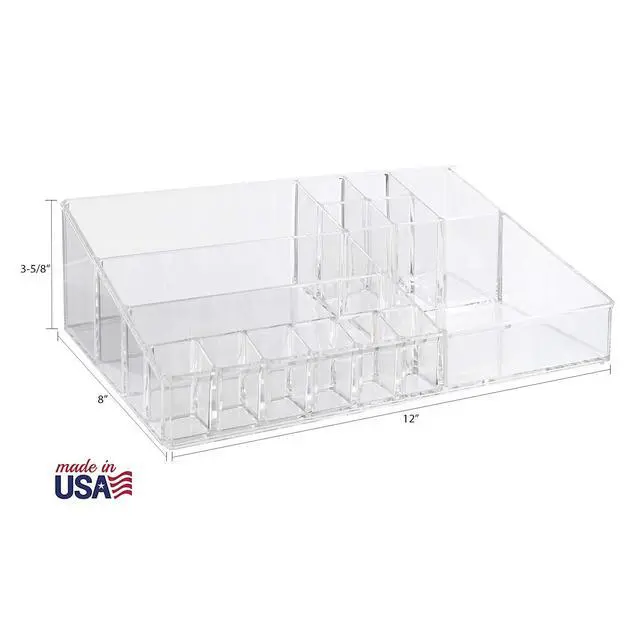 Alt view image 4 of 7 - Audrey Clear Vanity Makeup Organizer | 15-Compartment Holder for Brushes, Eyeshadow Palettes, & Beauty Supplies | Stacks on Audrey Storage Drawers | Made in USA