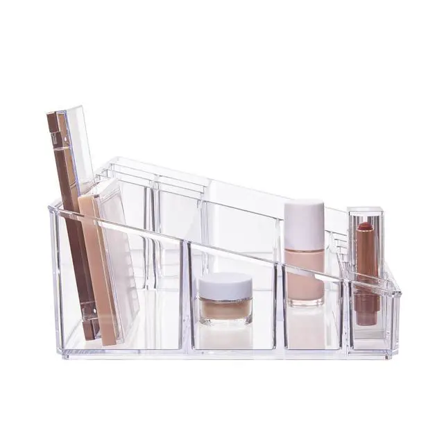 Alt view image 6 of 7 - Audrey Clear Vanity Makeup Organizer | 15-Compartment Holder for Brushes, Eyeshadow Palettes, & Beauty Supplies | Stacks on Audrey Storage Drawers | Made in USA