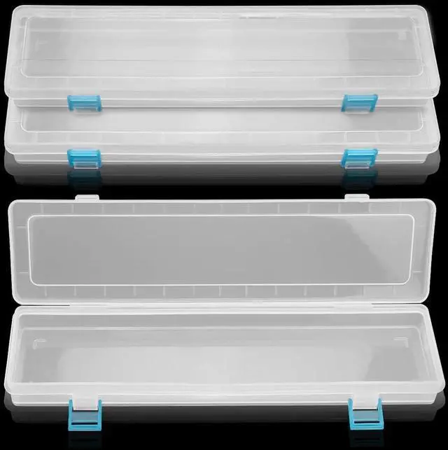 Main image of 3 Pack Translucent Plastic Paint Brush Holder, Long Paint Brushes Watercolor Pens Pencils Drawing Tools Storage Box Container Case(13" x 2.8" x 1.4")