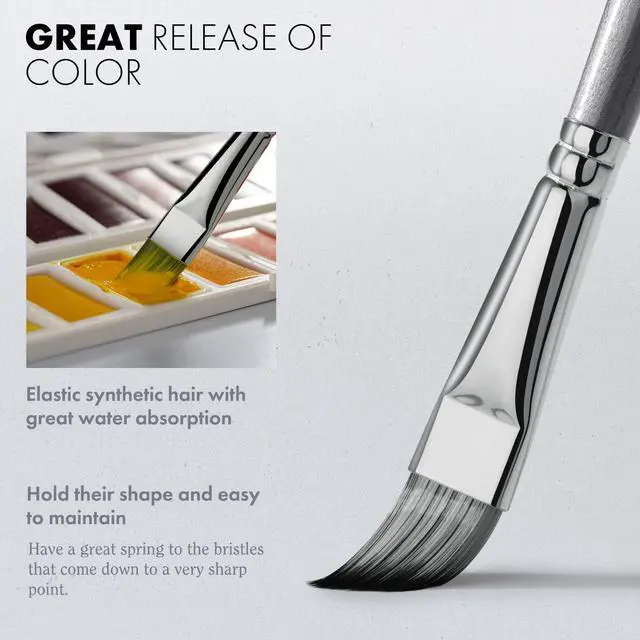 Alt view image 4 of 7 - 18 Piece Paint Brush Set, ARTIFY 15 Acrylic Paint Brushes, Palette Knife, and 2 Sponges, Professional Artist Paint Brushes for Acrylics, Watercolors, Gouache, Canvas, and Face Painting, Grey