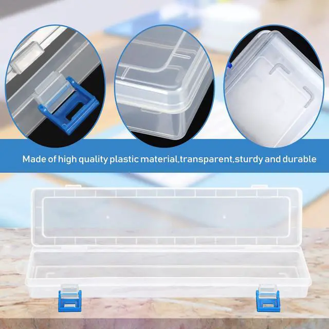 Alt view image 3 of 7 - 3 Pack Translucent Plastic Paint Brush Holder, Long Paint Brushes Watercolor Pens Pencils Drawing Tools Storage Box Container Case(13" x 2.8" x 1.4")