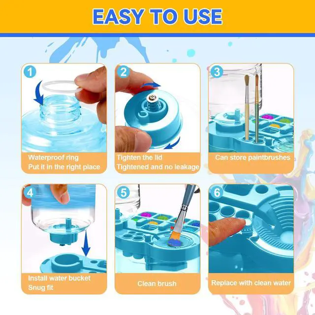 Alt view image 4 of 7 - Upgraded Paint Brush Cleaner Tool,Brush Rinser Cup Painting Running Water Circulation Art Supplies for Acrylic,Watercolor and Water Based Creative Gift for Adult Artist Beginner and Painter