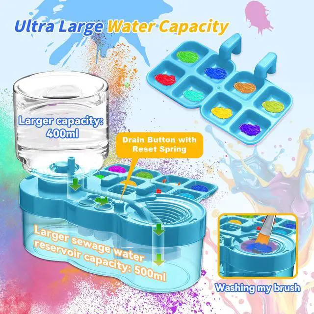 Alt view image 5 of 7 - Upgraded Paint Brush Cleaner Tool,Brush Rinser Cup Painting Running Water Circulation Art Supplies for Acrylic,Watercolor and Water Based Creative Gift for Adult Artist Beginner and Painter