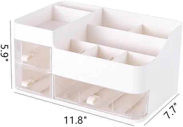 Alt view image 2 of 7 - Makeup Organizer and Storage Cosmetic Display Case With 3 Clear Drawers Skincare Organizer for Bathroom Make Up Stand for Vanity Lipsticks, Jewelry, Nail Care, Eyeshadow, Skincare