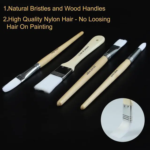 Alt view image 5 of 6 - Paint Brushes Set of 24 Pieces Wooden Handles Brushes with Canvas Brush Case, Professional for Oil, Acrylic and Watercolor Painting