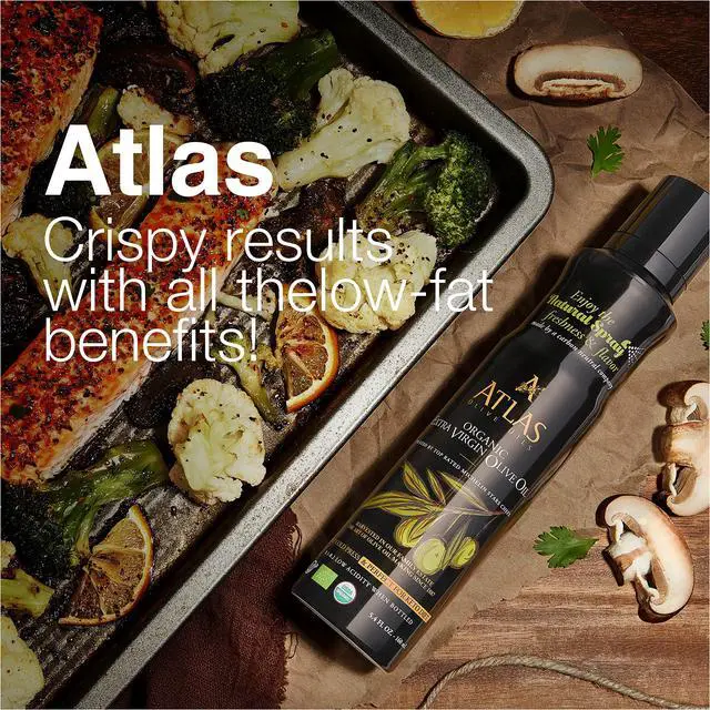 Alt view image 4 of 7 - Olive Oil Spray by Atlas, Dual Function Olive Oil Cooking Spray and Stream, 5.4 fl oz, Extra Virgin, Non Stick, Cold Pressed, Polyphenol Rich, Organic Moroccan EVOO, Hydroxytyrosol, Keto