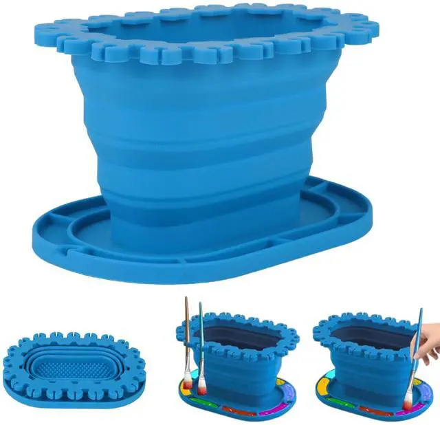 Main image of Paint Brush Cleaner Rinse Cup, Soft Silicone Foldable Painting Brush Holder Cleaner for Acrylic Watercolor Water-Based Paint Practical Tools for Classroom Fine Art Studio(Blue)