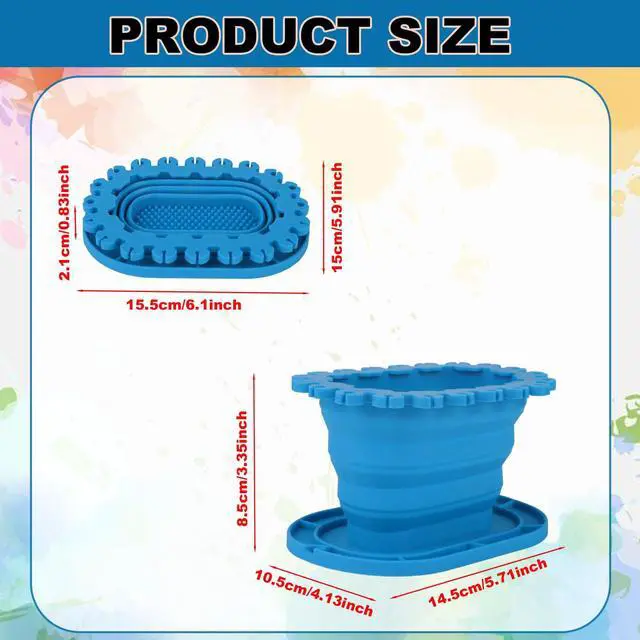 Alt view image 2 of 7 - Paint Brush Cleaner Rinse Cup, Soft Silicone Foldable Painting Brush Holder Cleaner for Acrylic Watercolor Water-Based Paint Practical Tools for Classroom Fine Art Studio(Blue)