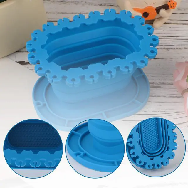 Alt view image 4 of 7 - Paint Brush Cleaner Rinse Cup, Soft Silicone Foldable Painting Brush Holder Cleaner for Acrylic Watercolor Water-Based Paint Practical Tools for Classroom Fine Art Studio(Blue)