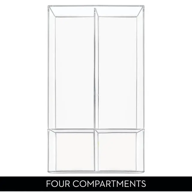 Alt view image 4 of 7 - Clarity Plastic Divided Drawer Organizer, Storage Container for Vanity, Bathroom, Kitchen Drawers, 8" x 16" x 2", Clear,40850