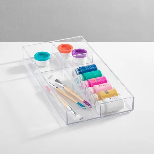 Alt view image 5 of 7 - Clarity Plastic Divided Drawer Organizer, Storage Container for Vanity, Bathroom, Kitchen Drawers, 8" x 16" x 2", Clear,40850
