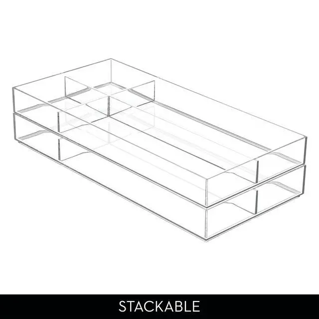 Alt view image 7 of 7 - Clarity Plastic Divided Drawer Organizer, Storage Container for Vanity, Bathroom, Kitchen Drawers, 8" x 16" x 2", Clear,40850