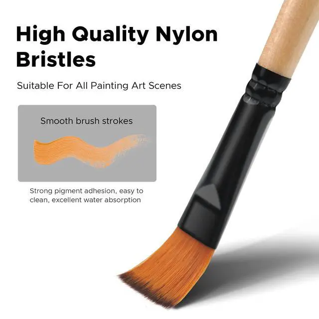 Alt view image 3 of 6 - 33 Pcs Paint Brush Set, Artist Paint Brushes for Acrylic Painting, Oil, Watercolor, Gouache, with Flat Round Filbert Fan Angle Detail Brush, Suitable for Artists and Beginners