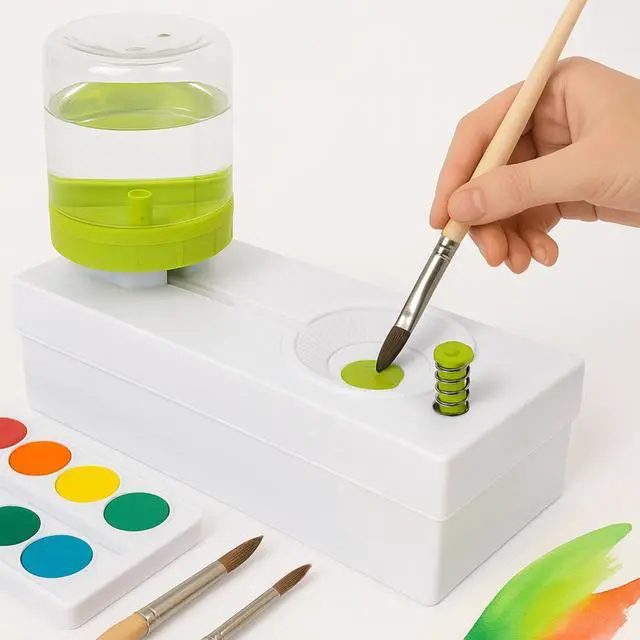 Main image of Paint Brush Rinser Brush Cleaning Tool with Water Dispenser Tank Cleaner Machine for Acrylic Painting Watercolor and Crafts Compact Paintbrush Cleaner Station
