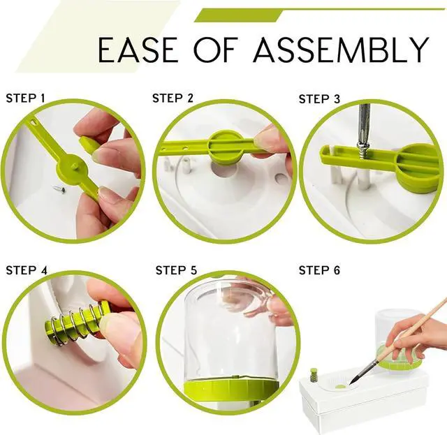 Alt view image 6 of 7 - Paint Brush Rinser Brush Cleaning Tool with Water Dispenser Tank Cleaner Machine for Acrylic Painting Watercolor and Crafts Compact Paintbrush Cleaner Station