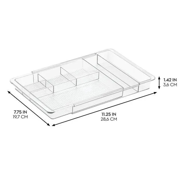 Alt view image 2 of 7 - Expandable Makeup Drawer Organizer, Shallow Tray for Bathroom or Vanity Storage - Clear