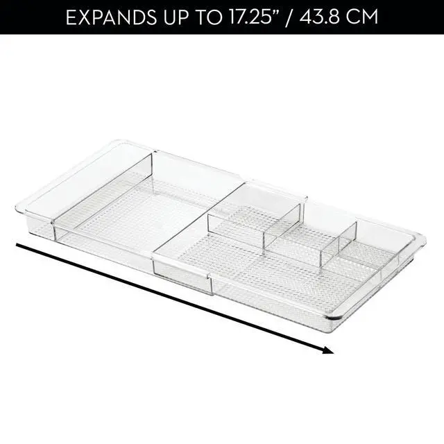 Alt view image 3 of 7 - Expandable Makeup Drawer Organizer, Shallow Tray for Bathroom or Vanity Storage - Clear