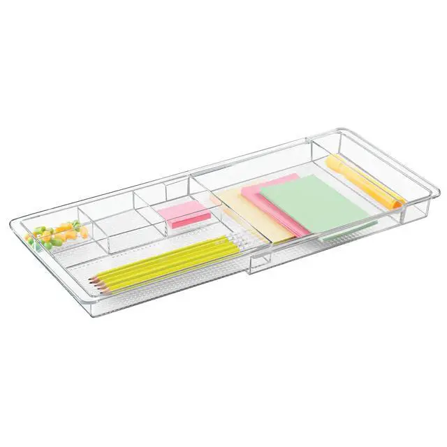 Alt view image 6 of 7 - Expandable Makeup Drawer Organizer, Shallow Tray for Bathroom or Vanity Storage - Clear