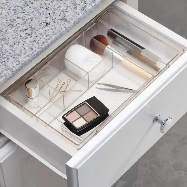 Alt view image 5 of 7 - Expandable Makeup Drawer Organizer, Shallow Tray for Bathroom or Vanity Storage - Clear