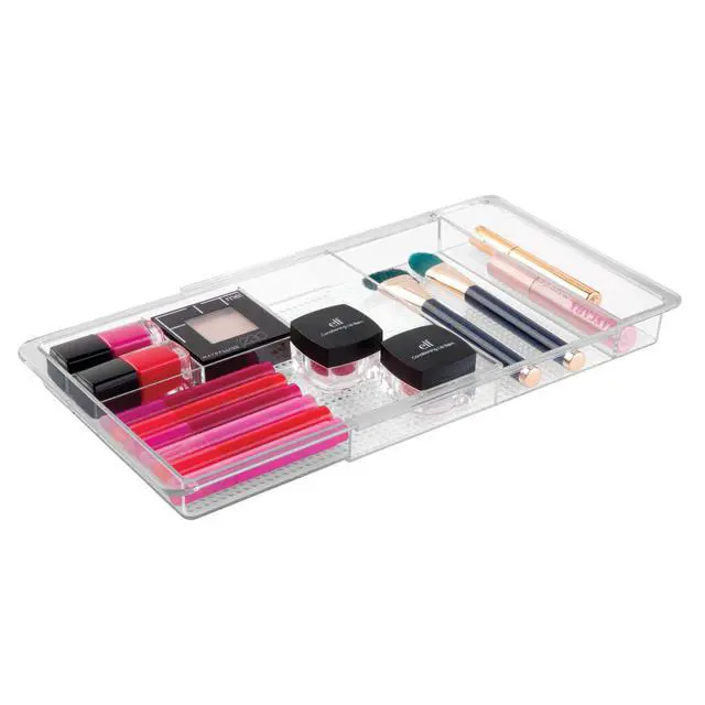 Alt view image 7 of 7 - Expandable Makeup Drawer Organizer, Shallow Tray for Bathroom or Vanity Storage - Clear