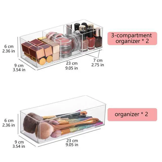 Alt view image 2 of 7 - Acrylic Organizer 4-Piece Makeup Organizer Set