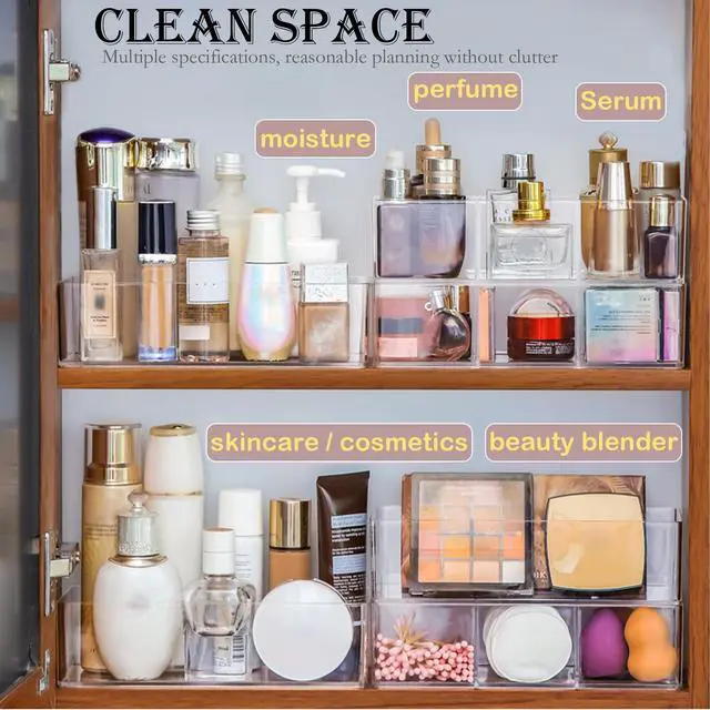 Alt view image 4 of 7 - Acrylic Organizer 4-Piece Makeup Organizer Set