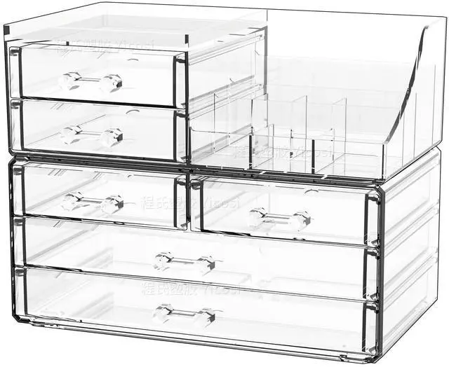 Main image of Make Up Organizers for Vanity With 6 Drawers, 2 Pack Clear Drawer Organizers,Plastic Cute Desk Accessories Organization and Bathroom Organizers Storage Case Box Cube for Beauty,Skin Care