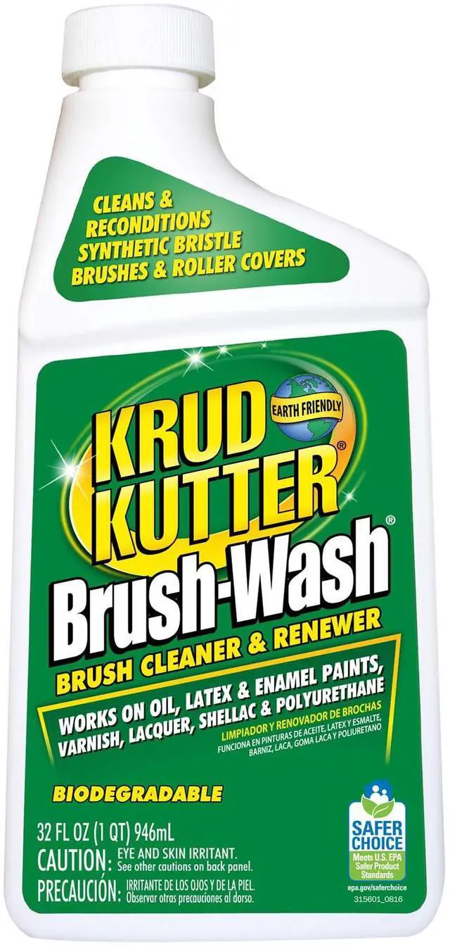 Main image of Krud Kutter Brush-Wash Cleaner and Renewer, 32 oz, Paint Brush Cleaner for Latex and Oil Based Paint, Restores Brushes and Rollers, Removes Paint Residue and Buildup