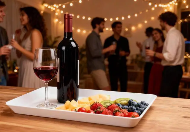 Alt view image 2 of 7 - 4 Pack Plastic Serving Trays, Stackable & Lightweight Set for Parties, BBQ, Camping, Desserts & Snacks Perfect for Hostess Gifts & Kitchen Organization, BPA Free, White