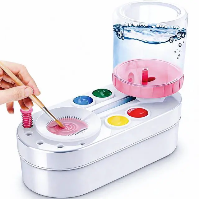 Main image of 2026 Upgraded Paint Brush Cleaner Tool, Painting Station with Brush Washer for Kids, Acrylic Watercolor Paint Water Dispenser, Art Supplies Paintbrush Rinser for Artists (Pink)