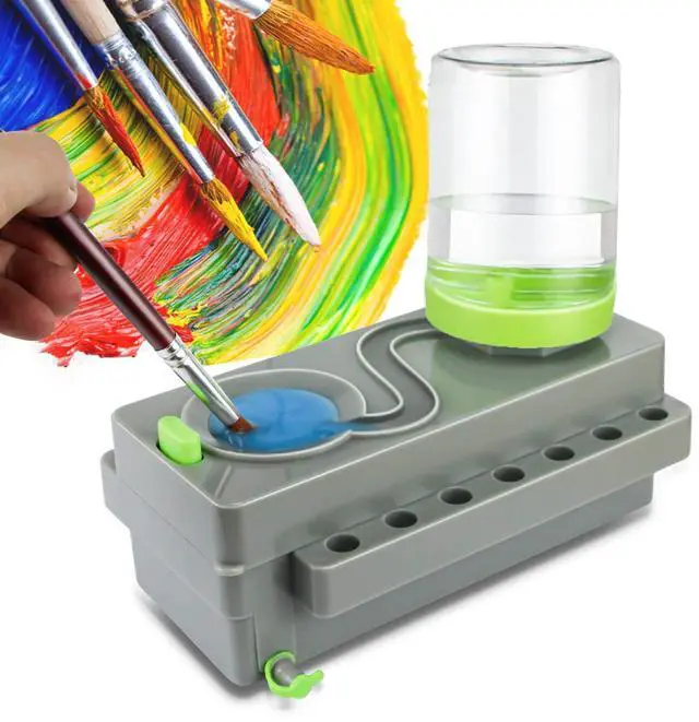 Main image of Paint Brush Cleaner Upgrade Painting Supplies, Painting Station with Drain, Strengthen Water Recycling Brush Rinser, Paint Brush Cleaner Tool for Acrylic, Watercolor and Water-Based Paints, Grey