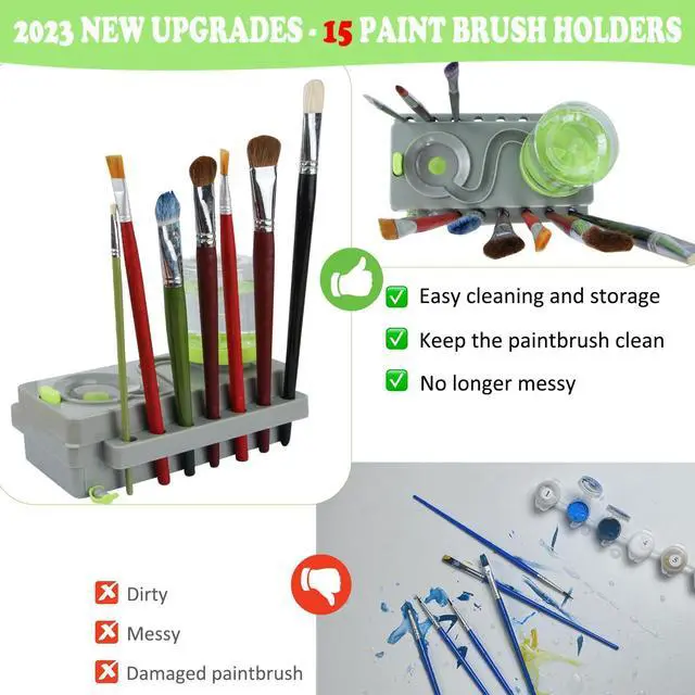 Alt view image 4 of 7 - Paint Brush Cleaner Upgrade Painting Supplies, Painting Station with Drain, Strengthen Water Recycling Brush Rinser, Paint Brush Cleaner Tool for Acrylic, Watercolor and Water-Based Paints, Grey