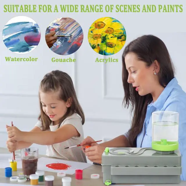 Alt view image 6 of 7 - Paint Brush Cleaner Upgrade Painting Supplies, Painting Station with Drain, Strengthen Water Recycling Brush Rinser, Paint Brush Cleaner Tool for Acrylic, Watercolor and Water-Based Paints, Grey