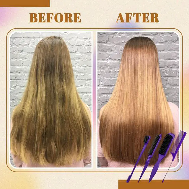 Alt view image 6 of 7 - Bristle Slick Back Hair Brush Set Smoothing Brush for Smooth Flyaways, Frizz, Sleek Ponytail, Buns and Edge Hair Control, Teasing Gel Comb Styling Accessories for Women(Purple)