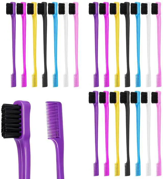 Main image of 21Pcs Double Sided Edge Control Hair Brush, 7 Colors Hair Edge Brushes Professional Edges Control Hair Brush Comb Eyebrow Brush Smooth Comb Grooming for Women