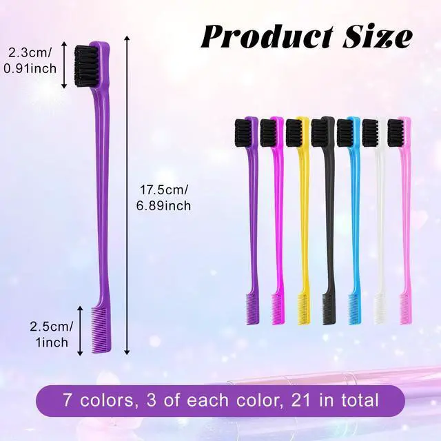 Alt view image 2 of 7 - 21Pcs Double Sided Edge Control Hair Brush, 7 Colors Hair Edge Brushes Professional Edges Control Hair Brush Comb Eyebrow Brush Smooth Comb Grooming for Women