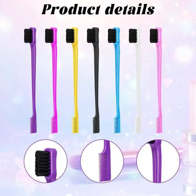 Alt view image 5 of 7 - 21Pcs Double Sided Edge Control Hair Brush, 7 Colors Hair Edge Brushes Professional Edges Control Hair Brush Comb Eyebrow Brush Smooth Comb Grooming for Women