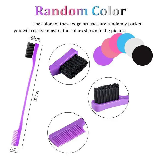 Alt view image 2 of 7 - 12 Pieces Hair Edge Brushes Double Sided Edge Hair Comb Natural Styling Eyebrow Combs, Smooth Grooming for Women (Multi Colors,Solid Style)