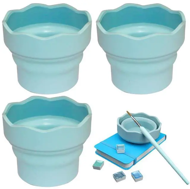 Main image of 3 PCS Collapsible Paint Brush Washer Mini Foldable Silicone Watercolor Acrylic Oil Painting Silicone Washing Bucket Brush Holder Organizer Painting Water Cup for Watercolor Oil Painting