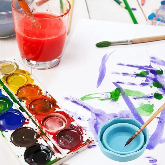 Alt view image 4 of 7 - 3 PCS Collapsible Paint Brush Washer Mini Foldable Silicone Watercolor Acrylic Oil Painting Silicone Washing Bucket Brush Holder Organizer Painting Water Cup for Watercolor Oil Painting
