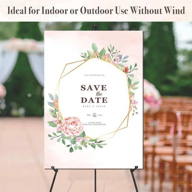 Alt view image 2 of 6 - Easel Stand for Wedding Sign & Poster 63'' Easels for Display Portable Art Easel for Floor Adjustable Metal Easel Black