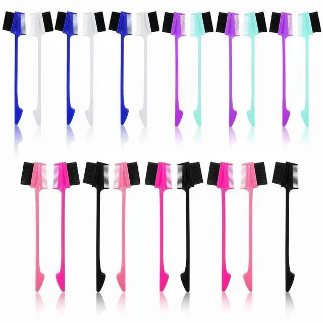 Main image of 21pcs Double Sided Edge Control Hair Brush Comb 3 in 1 Hair Edge Brush with Soft Bristles Smooth Brushes Hairs Comb HairStyling Set Rat Tail Combs Natural Eyebrow Brushes for Women Bangs Hairline Lash